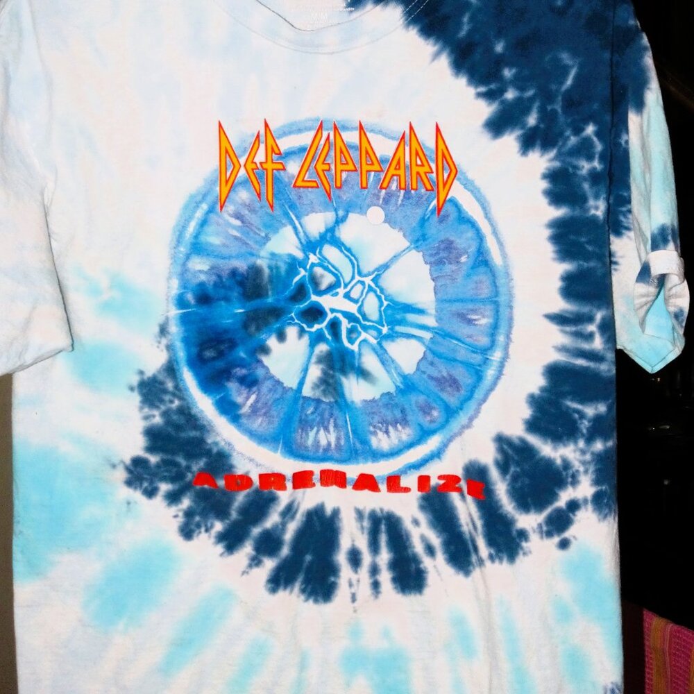 Def Leppard Adrenalize Blue Grey Tie Dye Band T-Shirt - Picture 4 of 8